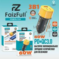 АЗУ блок питания FaizFull FZ42 USB-Сx2 30W, USB-A18W (60W)