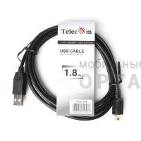 Кабель TELECOM USB 2.0 - mini-B, чёрный, 1.8 м. (1/150)